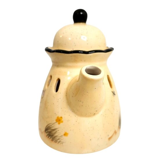 Home Interiors Tea Pot Ceramic Tea Light Candle Holder Butterfly Design 7x8" - Picture 4 of 7